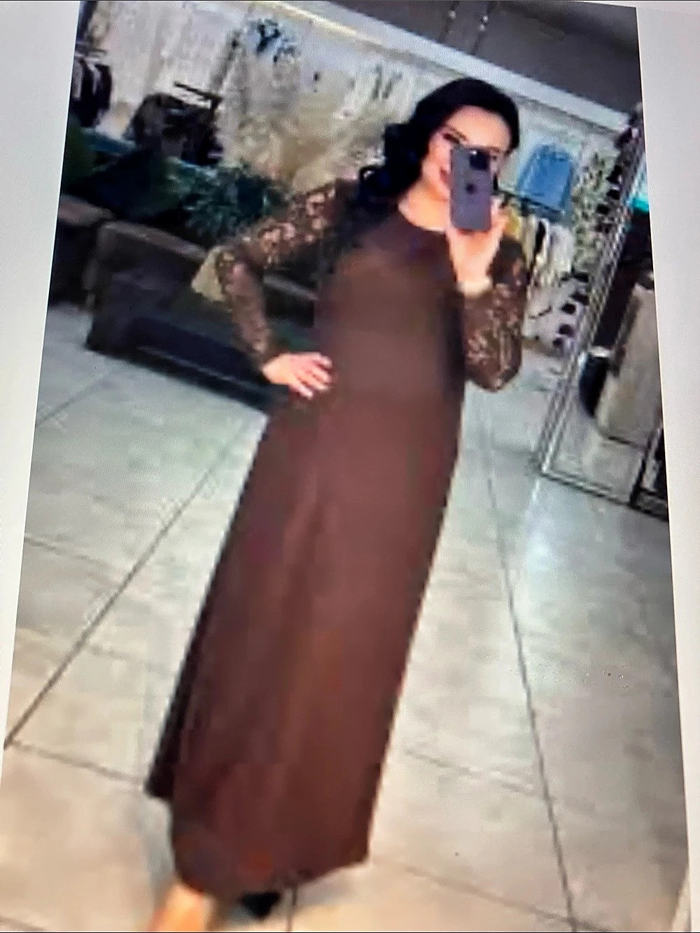 Sonoma cotton maxi dress with side split Lace long Sleeve top